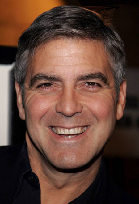 George Clooney in restaurant row with male model