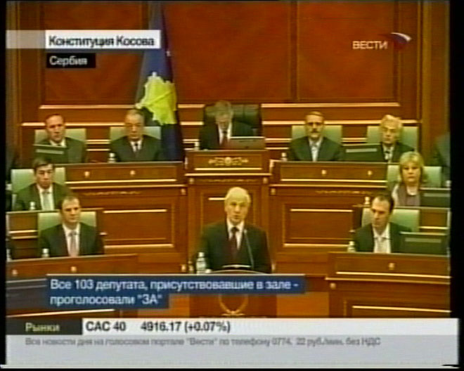 Kosovo adopts constitution (video)