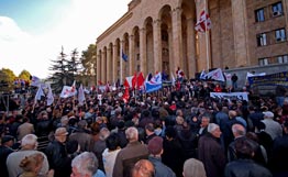 A fight occured in front of the Georgian Public Broadcasting