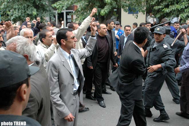 Opposition members try to hold unsanctioned protest action in Azerbaijan