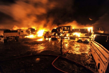 20 NATO oil tankers on fire in Pakistan
