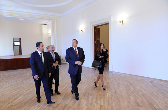 Azerbaijani President inspects overhaul at Davudova Mingachevir State Drama Theatre (PHOTO)