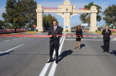 President Aliyev opens reconstructed Mingachevir-Khaldan highway (PHOTO)