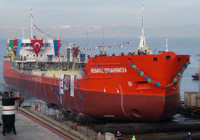 "Palmali" şirkətinin "Mübariz İbrahimov" tankeri İstanbulda suya buraxılıb (FOTO)