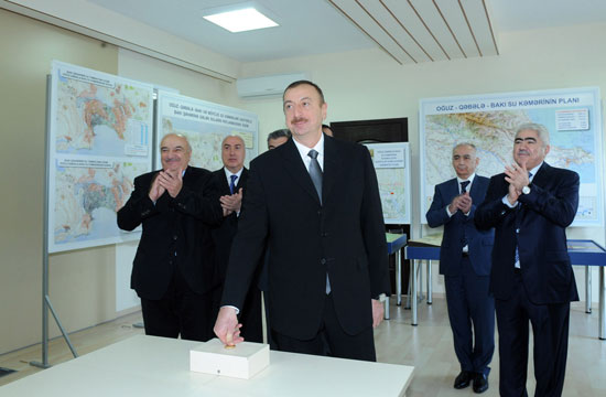President Ilham Aliyev attends opening ceremony of Oguz-Gabala-Baku water pipeline (PHOTO)