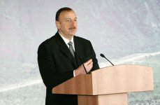 President Ilham Aliyev attends opening ceremony of Oguz-Gabala-Baku water pipeline (PHOTO)