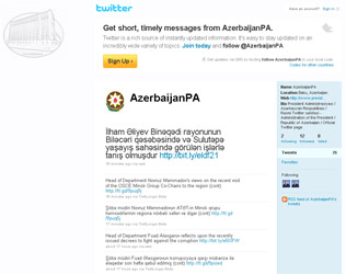 Azərbaycan Prezidenti Administrasiyası Twitter-də təqdim olunub