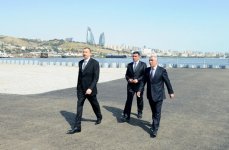 Azerbaijani President Familiarizes himself with Ongoing Improvement and Construction Works Around State Flag Square (PHOTO)