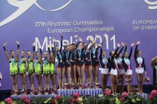Групповая юниорская команда Азербайджана по художественной гимнастике взяла бронзу на Евро-2011 (ФОТО)