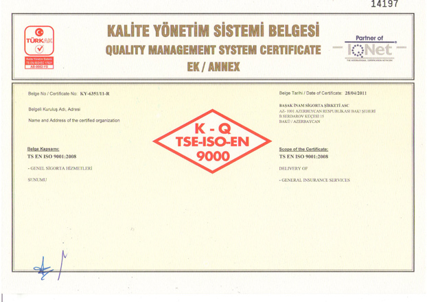 "Başak-İnam Sığorta Şirkəti" ASC ISO standartlarına uyğunluğunu təsdiqlədi (FOTO)