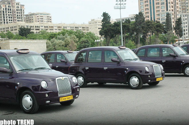 New London Taxi cars prepare to work in Baku