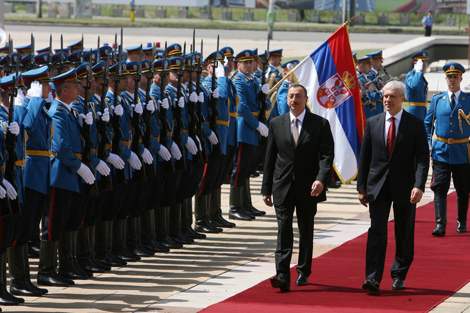 Serbiyada Azərbaycan Prezidentinin rəsmi qarşılanma mərasimi olub (FOTO)