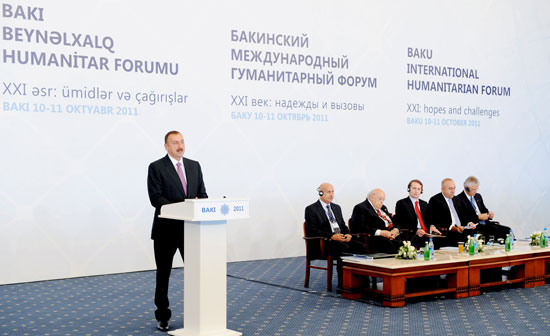Azerbaijani president attends opening of International Forum in Baku (PHOTO)
