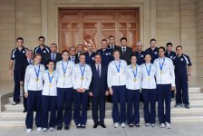 President Ilham Aliyev receives members of Rabita volleyball team - winners of club world championships