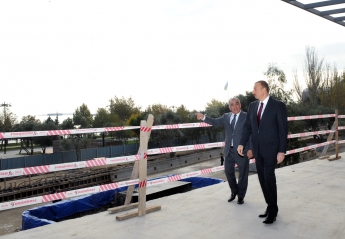 Azerbaijani president inspects reconstruction work at Baku Boulevard (PHOTO)