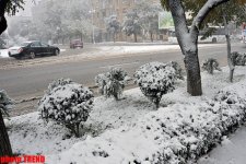 В Баку пошел первый снег (ФОТО)