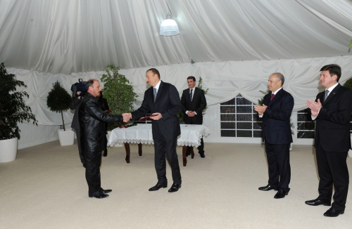 Azerbaijani President attends inauguration ceremony of residential building for Karabakh war disabled people and martyr families in Gabala  (PHOTO)