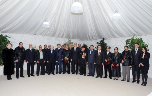 Azerbaijani President attends inauguration ceremony of residential building for Karabakh war disabled people and martyr families in Gabala  (PHOTO)