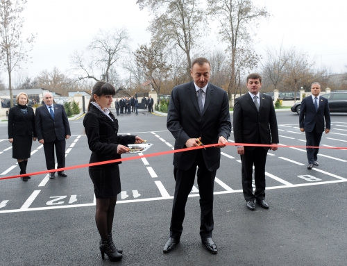 Президент Азербайджана принял участие в открытии школы в Габалинском районе  (ФОТО)