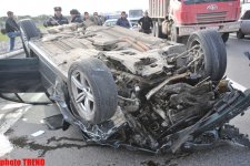 Сальто BMW в Баку - результат превышения скорости (фотосессия)