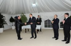 Azerbaijani President attends inauguration ceremony of residential building for Karabakh war disabled people and martyr families in Gabala  (PHOTO)