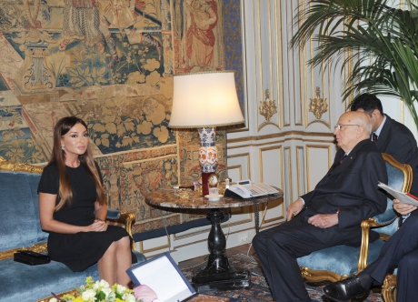 Первая леди Азербайджана встретилась с президентом Италии (ФОТО)