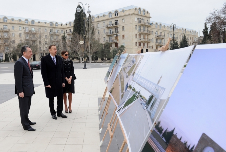 President of Azerbaijan inspects rebuilding work in Seaside Park of Sumgait (PHOTO)