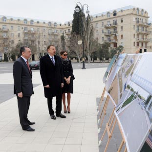 President of Azerbaijan inspects rebuilding work in Seaside Park of Sumgait (PHOTO)