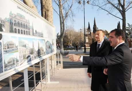 Azerbaijani President lays foundation stone for Ganja State Philharmonic Hall`s new building (PHOTO)