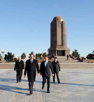 Azerbaijani President inspects reconstruction work at Nizami mausoleum in Ganja (PHOTO)