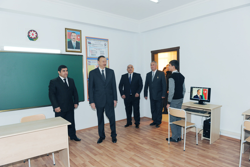 Azerbaijani President opens new building for secondary school in Goranboy (PHOTO)