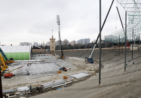 Azerbaijani President inspects redevelopment work at Tofig Bahramov Republican Stadium (PHOTO)