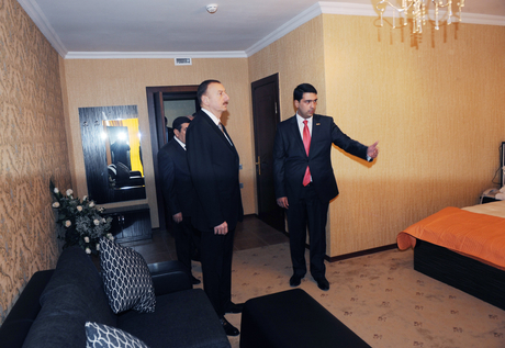 Azerbaijani President visits newly-reconstructed Kur Hotel in Salyan region