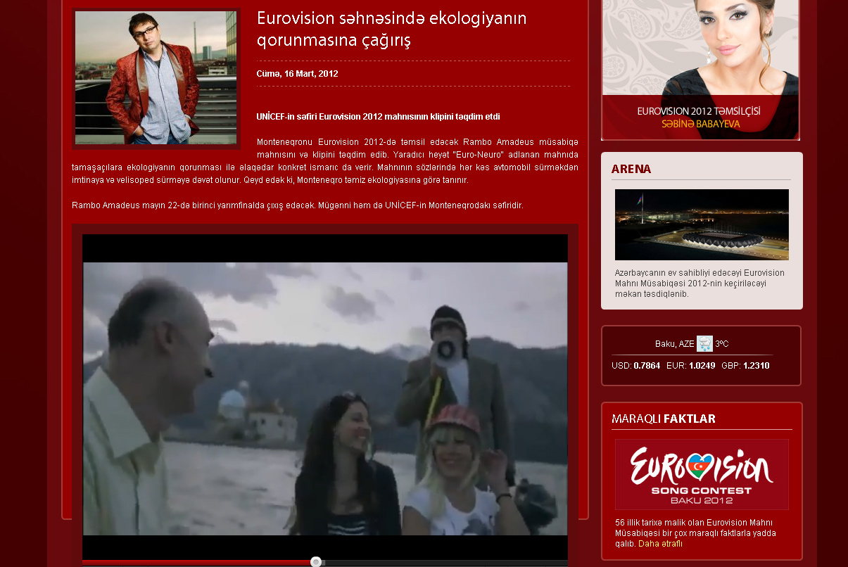 "Eurovision" səhnəsində ekologiyanın qorunmasına çağırış (VİDEO)