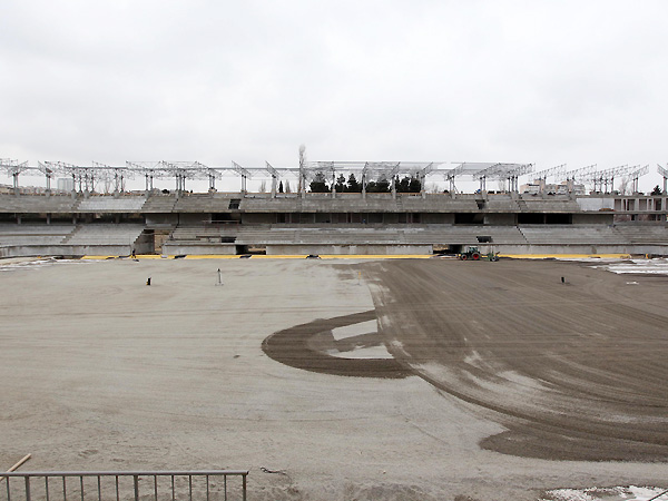 Строительство стадиона в жилом массиве "8-й километр" в Баку (фото)