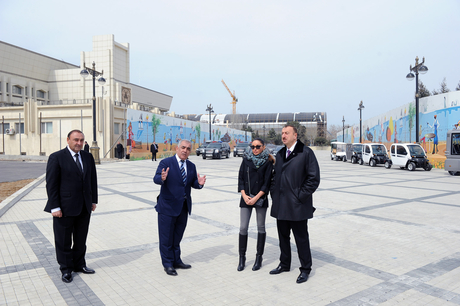 Azerbaijani President and his spouse inspect construction progress at National Flag Square and Sports and Concert Complex (PHOTO)