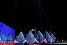 Eurovision 2012 participating countries’ flags reflected on Flame Towers (PHOTO)