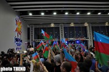 Выступление Сабины Бабаевой было встречено овациями и поддержкой Анри Джохадзе в пресс-центре "Baku Crystal Hall"  (фотосессия)