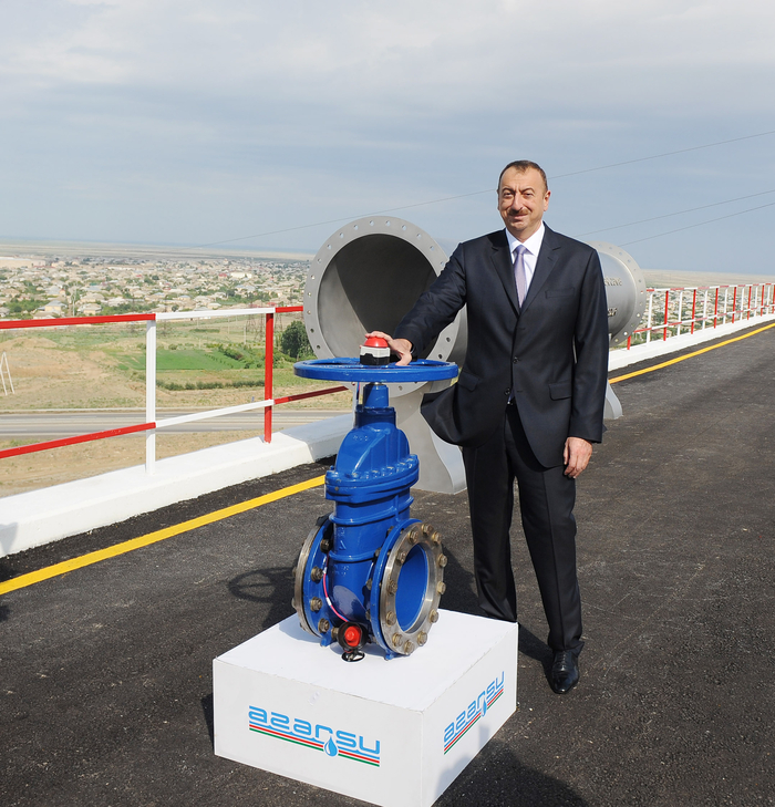 Azerbaijani President lays foundation stone for Shirvan-Mughan group water pipeline in Hajigabul (PHOTO)
