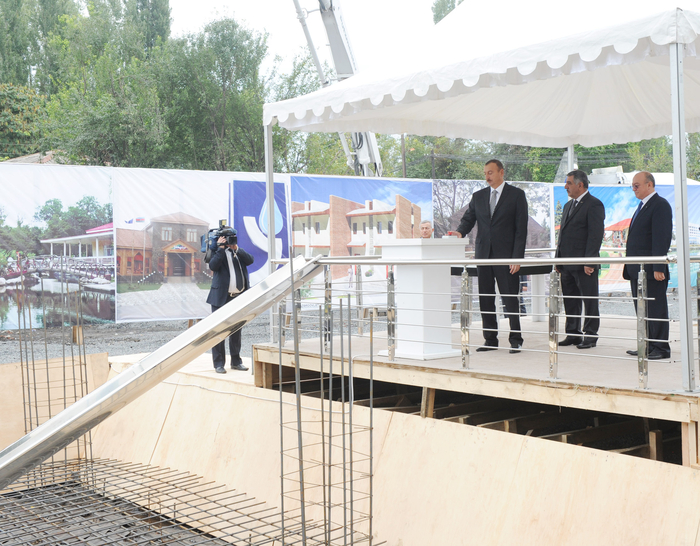 Azerbaijani President lays foundation stone for Bahmatli village secondary school (PHOTO)