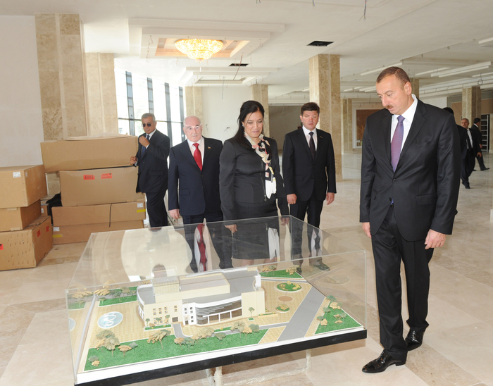Azerbaijani President inspects final construction work at Gabala Culture House (PHOTO)