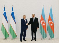 В Баку состоялась церемония официальной встречи Президента Узбекистана (ФОТО)