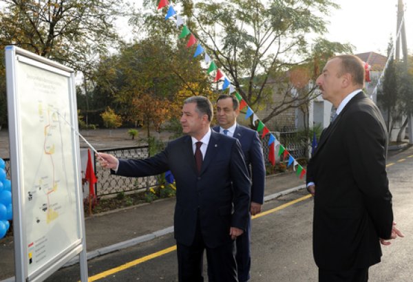 President Ilham Aliyev attends opening of Beylagan-Kabirli-Baharabad highway (PHOTO)