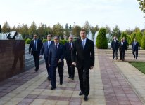 President Ilham Aliyev arrives in Beylagan (PHOTO)