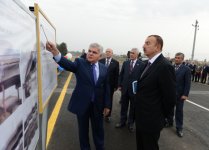 Ilham Aliyev opens newly overhauled bridge of Saatli-Musali-Mazrali highway over Araz River (PHOTO)
