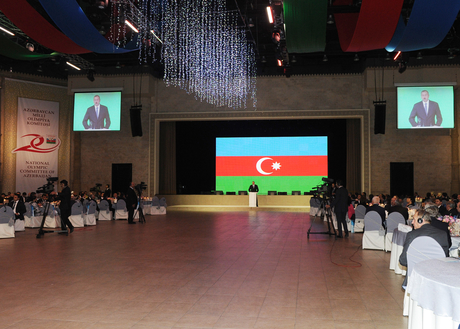 Ilham Aliyev and his spouse attend solemn ceremony marking 20th anniversary of Azerbaijan National Olympic Committee (PHOTO)