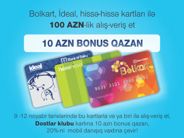 "Bank of Baku"nun kartlarının sahibləri bayram alış-verişində bonuslar qazanacaqlar
