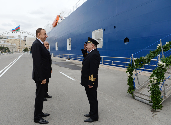 Azerbaijani President attends ceremony to launch Balakan and Barda ferries of State Caspian Shipping Company (PHOTOS)