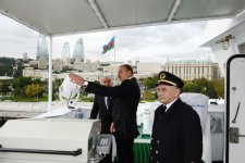 Azerbaijani President attends ceremony to launch Balakan and Barda ferries of State Caspian Shipping Company (PHOTOS)