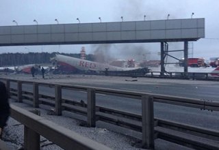 Aircraft skids off runway at ‘Vnukovo’ Airport and catches fire